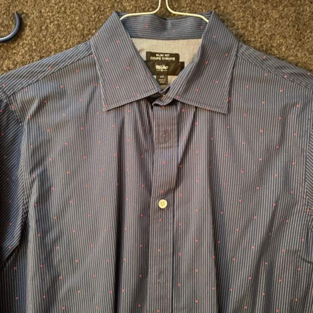 Slim Fit Blue Mens Dress Shirt Size Medium